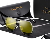 نظارات شمسية CLLOIO مضادة للتوهج للرؤية الليلية والنهارية للرجال والنساء مستقطبة للقيادة نظارات شمسية مربعة من الألومنيوم الضوئية UV400